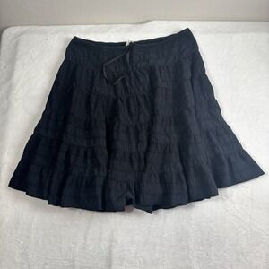 Y2K Studio M Black Ruffle Midi Skirt Goth Skater Women's Large Elastic Waist